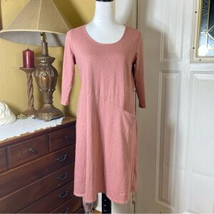 J. Jill Purejill Easy Knit Seamed Pocket Shift Dress Peach Pink Size Small